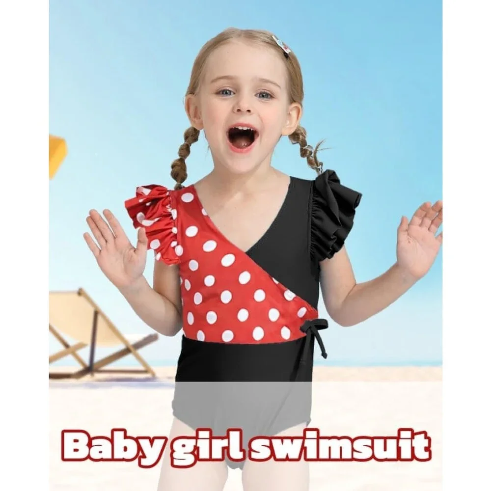 Bathing Toddler Black Red Suit Girl 3T Swimsuit Girls One Piece Beach 3-4T